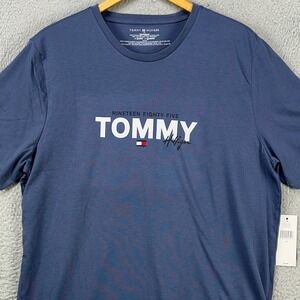 Tommy Hilfiger Adult Men T-Shirt Large Blue Casual Crewneck Short Sleeve Tee NEW